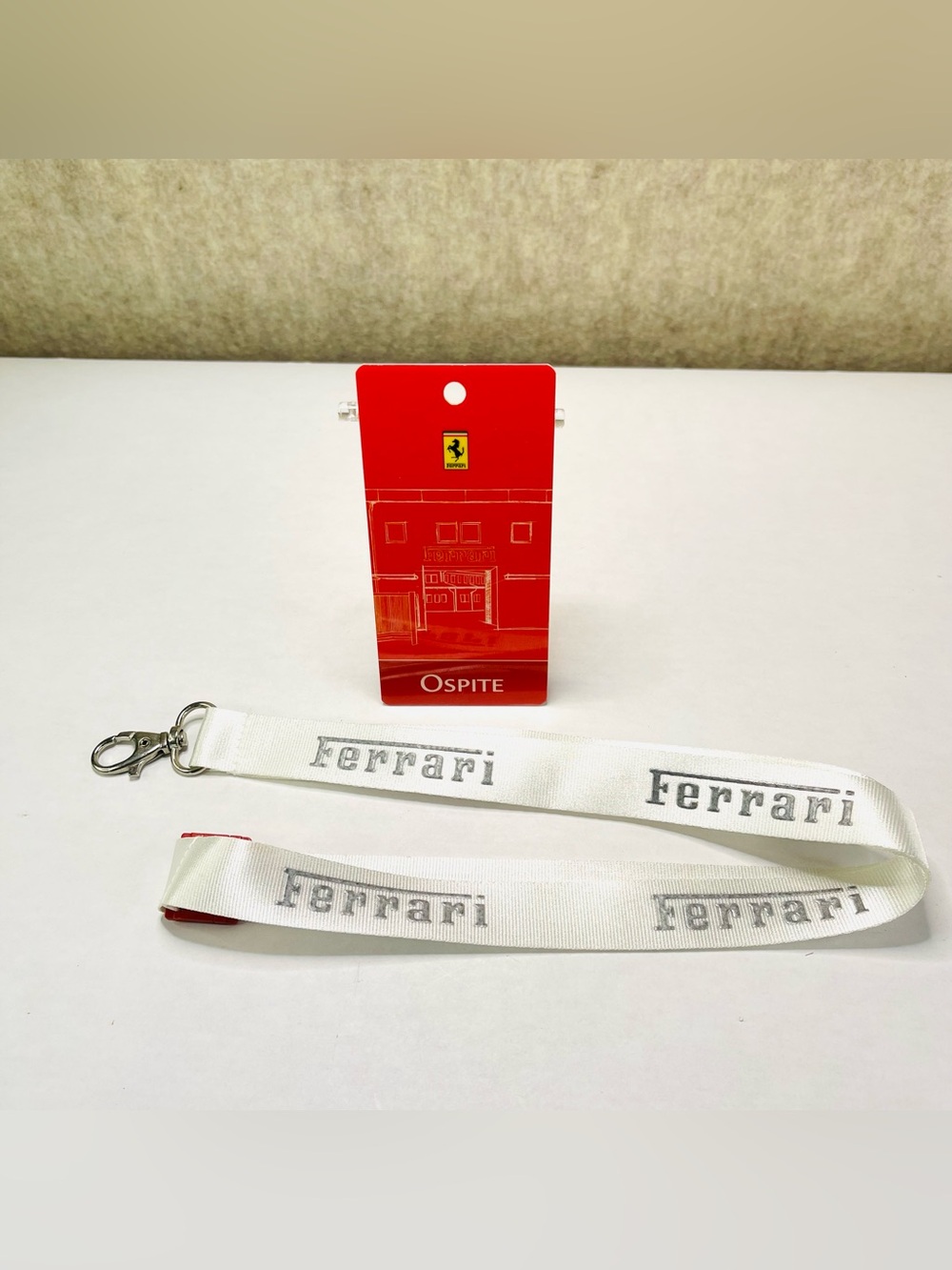 Ferrari Ospite Guest Formula 1 F1 PIT Tag and White Lanyard